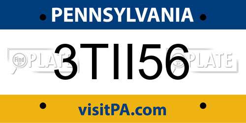 3TII56 Pennsylvania License Plate