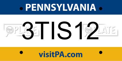 3TIS12 Pennsylvania License Plate