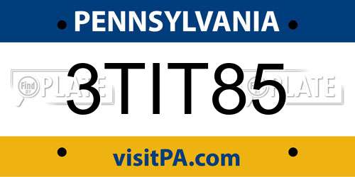 3TIT85 Pennsylvania License Plate