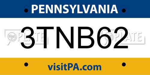 3TNB62 Pennsylvania License Plate