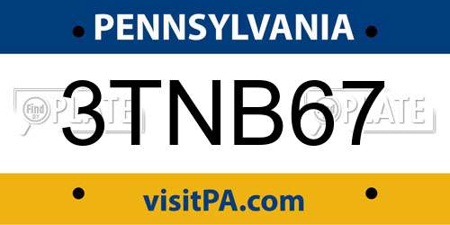 3TNB67 Pennsylvania License Plate