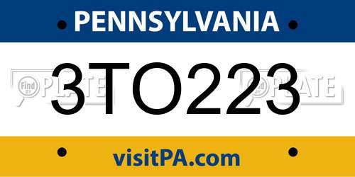 3TO223 Pennsylvania License Plate