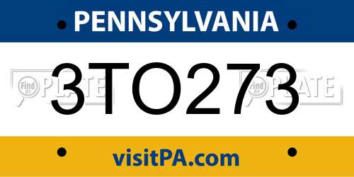 3TO273 Pennsylvania License Plate