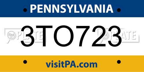 3TO723 Pennsylvania License Plate
