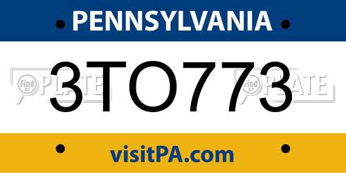 3TO773 Pennsylvania License Plate