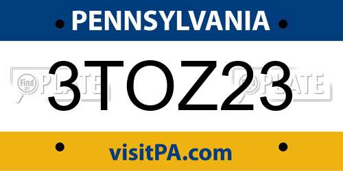 3TOZ23 Pennsylvania License Plate