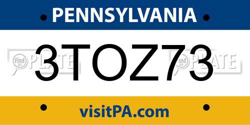 3TOZ73 Pennsylvania License Plate