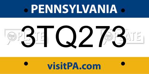 3TQ273 Pennsylvania License Plate