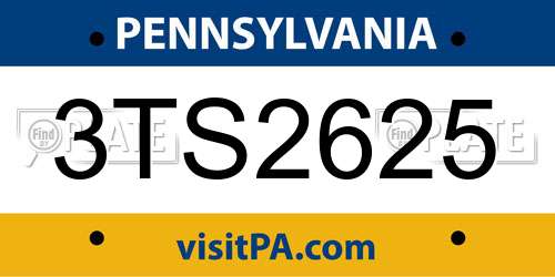 3TS2625 Pennsylvania License Plate