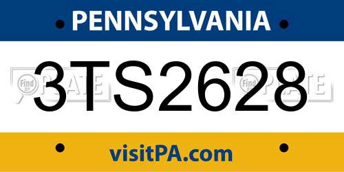 3TS2628 Pennsylvania License Plate