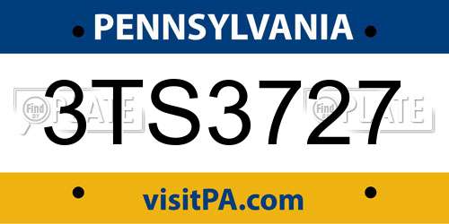 3TS3727 Pennsylvania License Plate