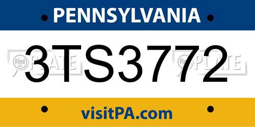 3TS3772 Pennsylvania License Plate