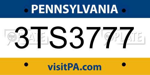 3TS3777 Pennsylvania License Plate