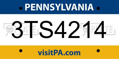 3TS4214 Pennsylvania License Plate