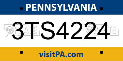 3TS4224 Pennsylvania License Plate