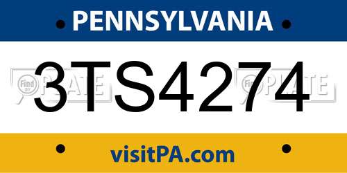 3TS4274 Pennsylvania License Plate