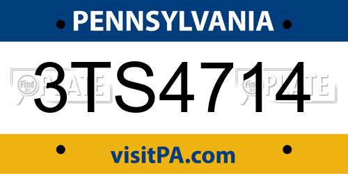 3TS4714 Pennsylvania License Plate