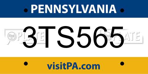 3TS565 Pennsylvania License Plate