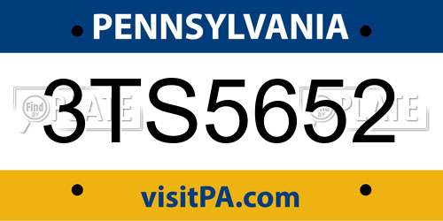 3TS5652 Pennsylvania License Plate