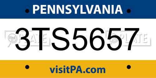 3TS5657 Pennsylvania License Plate
