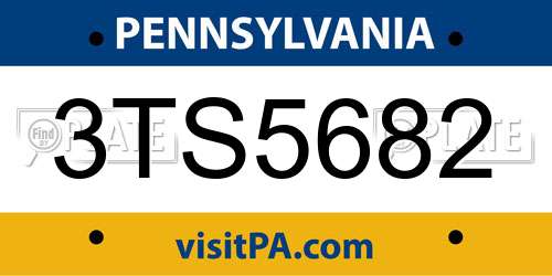 3TS5682 Pennsylvania License Plate