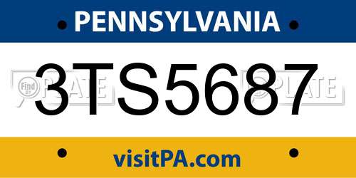 3TS5687 Pennsylvania License Plate
