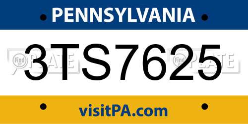 3TS7625 Pennsylvania License Plate