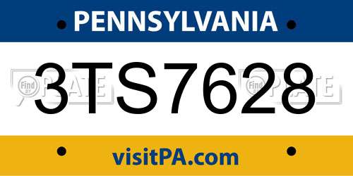 3TS7628 Pennsylvania License Plate