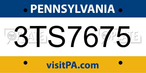 3TS7675 Pennsylvania License Plate
