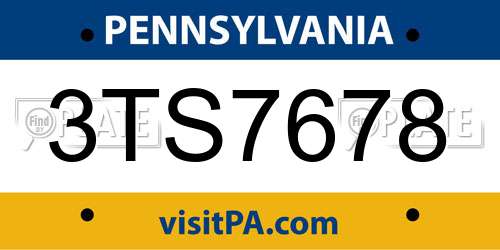 3TS7678 Pennsylvania License Plate