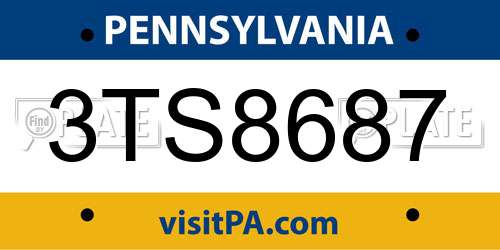 3TS8687 Pennsylvania License Plate