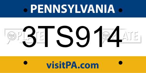 3TS914 Pennsylvania License Plate
