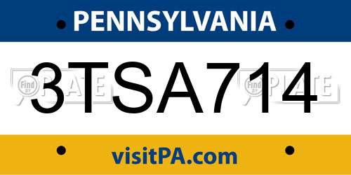 3TSA714 Pennsylvania License Plate