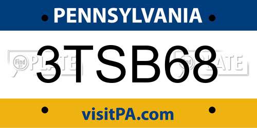 3TSB68 Pennsylvania License Plate