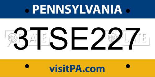 3TSE227 Pennsylvania License Plate
