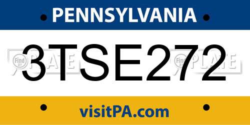 3TSE272 Pennsylvania License Plate