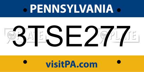 3TSE277 Pennsylvania License Plate