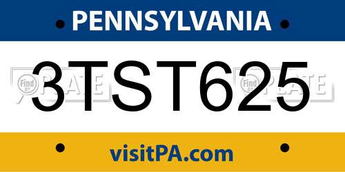 3TST625 Pennsylvania License Plate