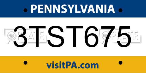 3TST675 Pennsylvania License Plate
