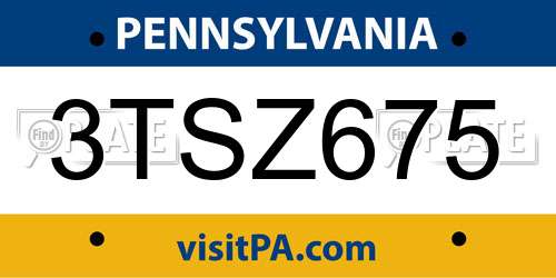 3TSZ675 Pennsylvania License Plate