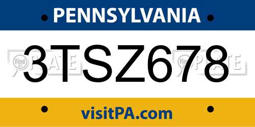 3TSZ678 Pennsylvania License Plate
