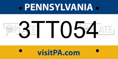 3TT054 Pennsylvania License Plate