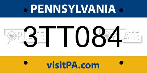 3TT084 Pennsylvania License Plate