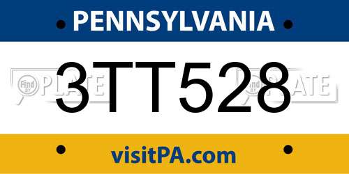 3TT528 Pennsylvania License Plate