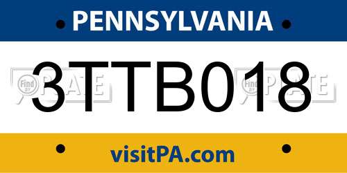 3TTB018 Pennsylvania License Plate