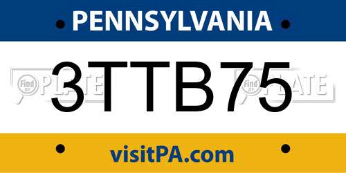 3TTB75 Pennsylvania License Plate
