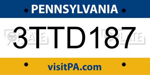 3TTD187 Pennsylvania License Plate
