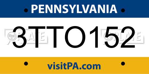 3TTO152 Pennsylvania License Plate