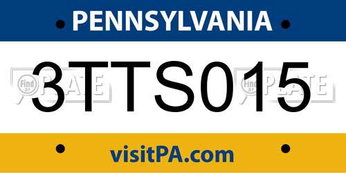 3TTS015 Pennsylvania License Plate