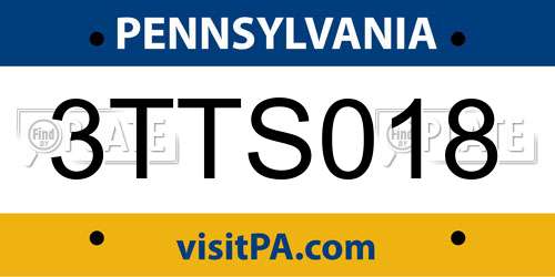3TTS018 Pennsylvania License Plate